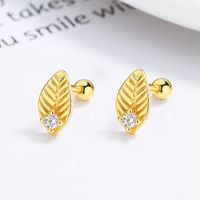 1 Pair Simple Style Leaf Plating Inlay Sterling Silver Artificial Gemstones Ear Studs main image 5