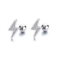 1 Pair Simple Style Lightning Plating Inlay Sterling Silver Artificial Gemstones Ear Studs main image 3