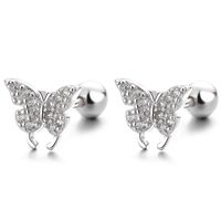 1 Pair Simple Style Butterfly Plating Inlay Sterling Silver Artificial Gemstones Ear Studs main image 2
