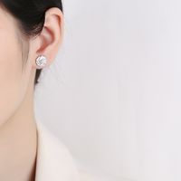 1 Pair Simple Style Flower Plating Sterling Silver Ear Studs main image 2