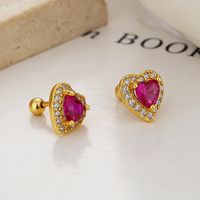 1 Pair Simple Style Heart Shape Plating Inlay Sterling Silver Zircon Ear Studs main image 2