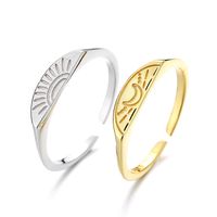 Simple Style Sun Moon Sterling Silver Plating Open Rings main image 5