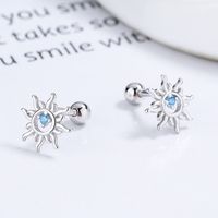 1 Pair Simple Style Sun Inlay Sterling Silver Gem Ear Studs main image 1
