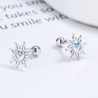 1 Paire Élégant Style Simple Vêtement De Rue Soleil Placage Incruster Argent Sterling Gemme Boucles D'oreilles main image 2