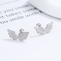 1 Pair Simple Style Wings Plating Inlay Sterling Silver Artificial Gemstones Ear Studs main image 5