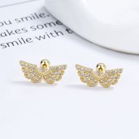 1 Pair Simple Style Wings Plating Inlay Sterling Silver Artificial Gemstones Ear Studs main image 1