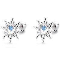 1 Pair Simple Style Sun Inlay Sterling Silver Gem Ear Studs main image 3