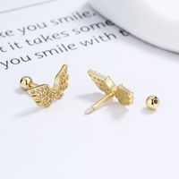 1 Pair Simple Style Wings Plating Inlay Sterling Silver Artificial Gemstones Ear Studs main image 4