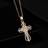 Streetwear Cross Copper Inlay Zircon Pendant Necklace main image 2