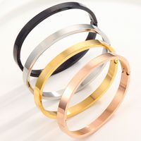 Simple Style Solid Color Titanium Steel Plating Bangle sku image 1