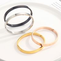 Simple Style Solid Color Titanium Steel Plating Bangle main image 2