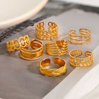 Streetwear Leaf Oval Titanium Steel Plating Open Rings main image 6