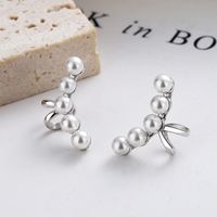 1 Paire Style Simple Perle Placage Incruster Argent Sterling Coquille Clips D'oreille main image 2