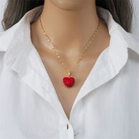 Sucré Forme De Cœur Plastique Acier Au Titane Le Cuivre Placage Femmes Pendentif main image 3