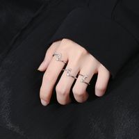 Lady Letter Sterling Silver Plating Inlay Zircon Open Rings main image 3