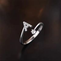 Lady Letter Sterling Silver Plating Inlay Zircon Open Rings sku image 1