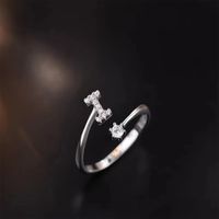 Lady Letter Sterling Silver Plating Inlay Zircon Open Rings sku image 9
