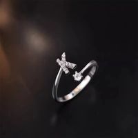 Lady Letter Sterling Silver Plating Inlay Zircon Open Rings sku image 11