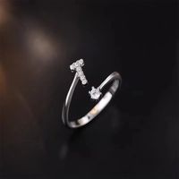 Lady Letter Sterling Silver Plating Inlay Zircon Open Rings sku image 18