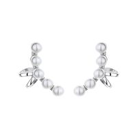 1 Paire Style Simple Perle Placage Incruster Argent Sterling Coquille Clips D'oreille main image 4