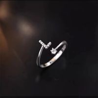 Lady Letter Sterling Silver Plating Inlay Zircon Open Rings sku image 12