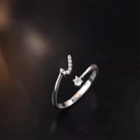 Lady Letter Sterling Silver Plating Inlay Zircon Open Rings sku image 10