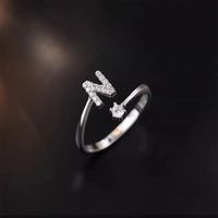 Lady Letter Sterling Silver Plating Inlay Zircon Open Rings sku image 13