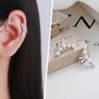1 Paire Style Simple Perle Placage Incruster Argent Sterling Coquille Clips D'oreille main image 1