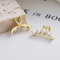 1 Pair Simple Style Pearl Plating Inlay Sterling Silver Shell Ear Cuffs main image 3