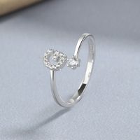 Lady Letter Sterling Silver Plating Inlay Zircon Open Rings main image 1