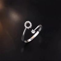Lady Letter Sterling Silver Plating Inlay Zircon Open Rings sku image 14