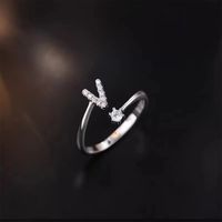 Lady Letter Sterling Silver Plating Inlay Zircon Open Rings sku image 20