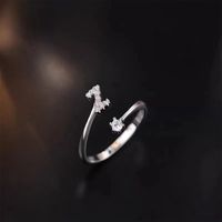 Lady Letter Sterling Silver Plating Inlay Zircon Open Rings sku image 24