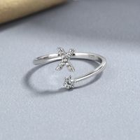 Lady Letter Sterling Silver Plating Inlay Zircon Open Rings main image 2