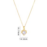 Simple Style Cartoon Character Heart Shape Bow Knot Copper Inlay Zircon Pendant Necklace sku image 20