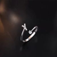Lady Letter Sterling Silver Plating Inlay Zircon Open Rings sku image 23