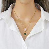 Sweet Heart Shape Titanium Steel Copper Zircon Pendant Necklace In Bulk main image 4