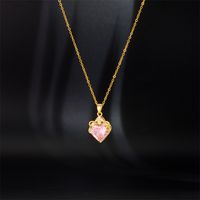 Sweet Heart Shape Titanium Steel Copper Zircon Pendant Necklace In Bulk main image 5