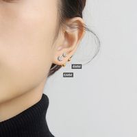 1 Pair Simple Style Solid Color Plating Inlay Sterling Silver Zircon Ear Studs main image 4