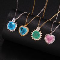 Sweet Heart Shape Titanium Steel Copper Zircon Pendant Necklace In Bulk main image 5