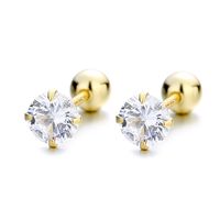 1 Pair Simple Style Solid Color Plating Inlay Sterling Silver Zircon Ear Studs main image 3