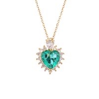 Sweet Heart Shape Titanium Steel Copper Zircon Pendant Necklace In Bulk main image 3