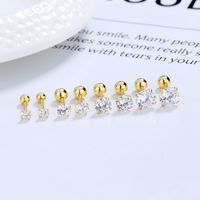 1 Pair Simple Style Solid Color Plating Inlay Sterling Silver Zircon Ear Studs main image 2