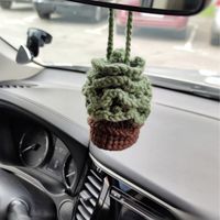 Hand-crocheted Chlorophytum Potted Yarn Car Rearview Mirror Creative Ornament sku image 45