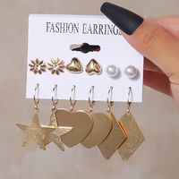 1 Set Modern Style Letter Heart Shape Plating Alloy Drop Earrings Ear Studs main image 5