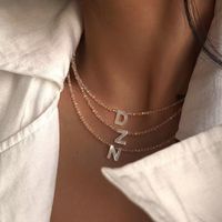 Simple Style Letter 304 Stainless Steel Artificial Crystal Gold Plated Women's Necklace main image 1