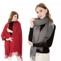 Women's Simple Style Tassel Solid Color Imitation Cashmere Scarf main image 3