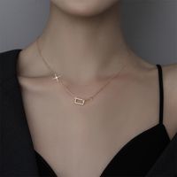 Modern Style Geometric Sterling Silver Plating Inlay Artificial Rhinestones 14k Gold Plated Pendant Necklace main image 4