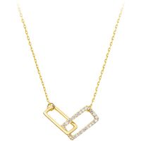 Modern Style Geometric Sterling Silver Plating Inlay Artificial Rhinestones 14k Gold Plated Pendant Necklace main image 2