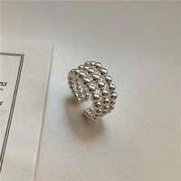 Retro Solid Color Sterling Silver Polishing Open Rings sku image 1